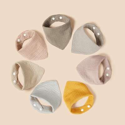 Livé® Baby Bibs – 7 Stuks Katoen Slabbetjes met Drukknoop Sluiting