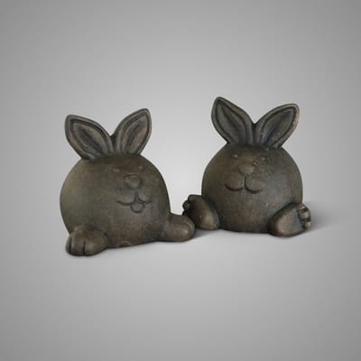 Brynxz Set van 2 Funny Rabbits - Majestic Brown - Decoratie Beeldjes Konijn - 12x13 cm