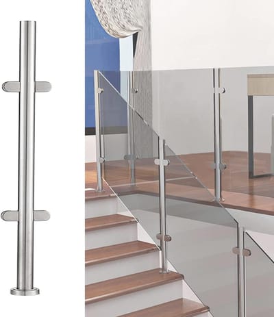 RVS Balustrade Paal - Glasklem Paal - Terrassen Afschermen - Zonder Glas Boren - 10/12mm Glas - Zilver