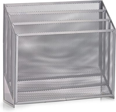 Zeller tijdschriftenrek/houder - grijs - 32 x 30 cm - metaal