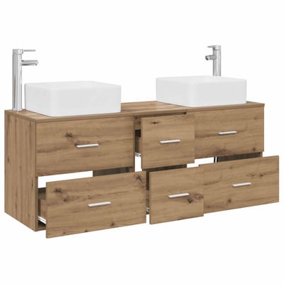 vidaXL - Badkamerkast - set - 3 - st - Artisanaal - eiken - 49,5 - x - 41 - x - 63 - cm