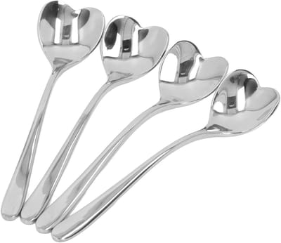Set van 4 RVS Hartvormige Koffielepels - Ideaal voor Thee, IJs en Dessert Mixen