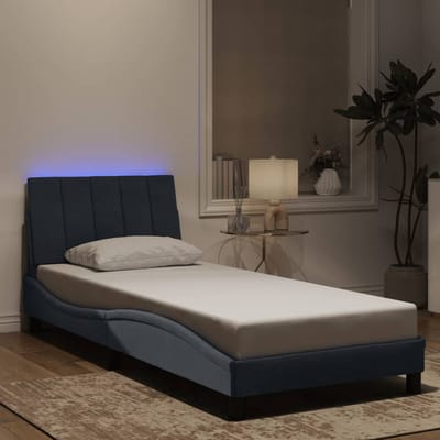 vidaXL - Bedframe - met - LED - zonder - matras - "Hanko" - donkergrijs - 90x190 - cm