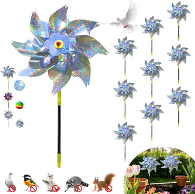 Namajunas - Duivenverjager - Holografisch vogelverjager - Vogelverschrikkers - Reflecterende windmolen - Tuin- en terrasdecoratie - 10 stuks - Diervriendelijk