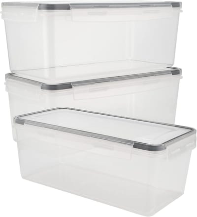 3 Pack 2.3L Luchtdichte Voedselopslagdozen, Transparante Stapelbare Plastic Container voor Pasta en Spaghetti met Deksel