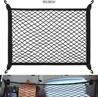 Dailygoods- Bagagenet Universeel - Elastisch Net - 100 x 80 cm - Uitbreidbaar tot 200 x 160 cm - Geschikt voor Auto's/SUV's - Sterke Elasticiteit - Opbergnet