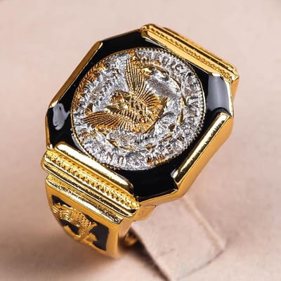 Bague Fashion King pour homme, style punk classique, style aigle américain, design de personnalité, bijoux, accessoires de fête de luxe, cadeau 12 gray