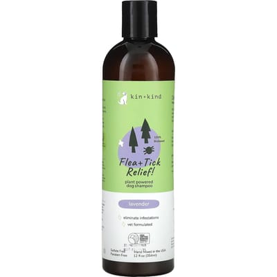 Kin+Kind, anti-puces et anti-tiques, shampooing pour chien et chat, parfum lavande, 12 fl oz (354 ml) beige