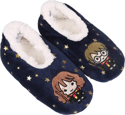 Harry Potter Hermelien - pantoffels / sloffen voor meisjes, antislip, marineblauw met sterren, sherpa / 23-26
