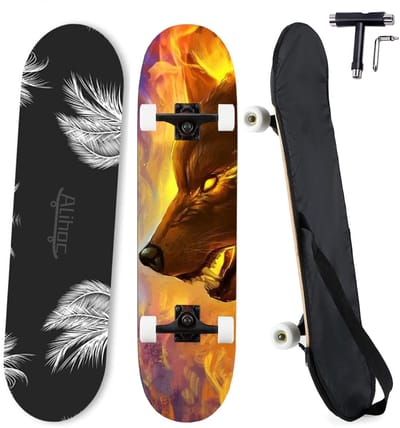 Dailygoods- Skateboard 7-laags esdoorn - Skateboard voor kinderen/jongeren/volwassenen - Robuuste accessoires - Snel leren vaardigheden - Comfortabel vrij reizen - Skateboarddeck