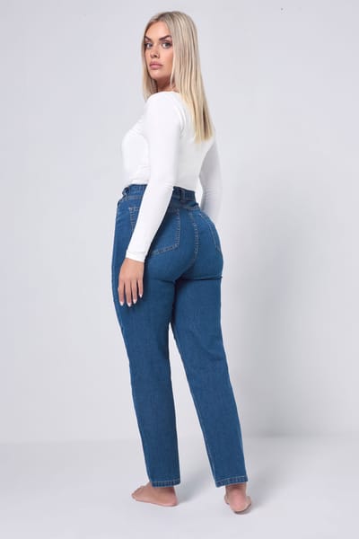 Yours Ruby Jeans Met Rechte Pijpen In Middenblauw Size Long > 42