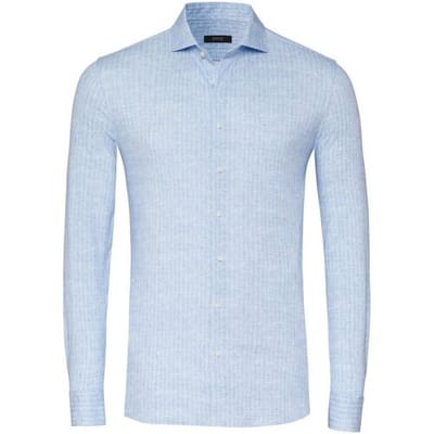 Desoto Luxury Overhemd Luxury Linnen Look Herringbone Licht Blauw / male