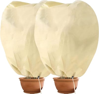 Winterbescherming voor potplanten, 2-pack, 100 x 80 cm, 80 g/m², ademend en waterdicht met trekkoord