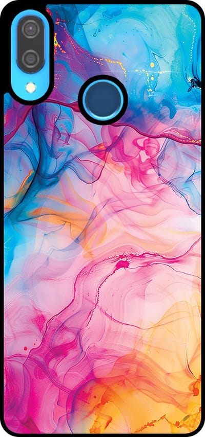 Smartphonica Telefoonhoesje Geschikt voor Huawei P20 Lite / Nova 3E met Regenboog Acryl Marmer Opdruk - TPU Backcover Case Rainbow Acrylic Marble Design geschikt voor Huawei Nova 3E;Huawei P20 Lite (2018)