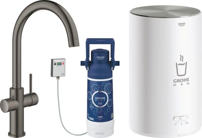 GROHE Red 3-in-1 kokendwaterkraan - C Keukenkraan met 4L boiler met kalkfilter - Mat antraciet