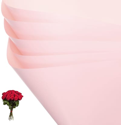 Bloem cadeaupapier, 20 vellen dubbelzijdig waterdicht boeket, papierfolie, bloemistverpakking, bloemenpapier voor bruiloft, doe-het-zelf handwerk, Valentijnsdag, Moederdag, diep roze