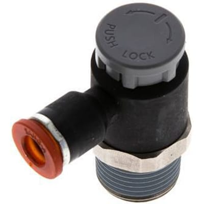 L-stuk Regelventiel 6 mm - R3/8'' Regeling-in Messing/Nylon Borgmoer