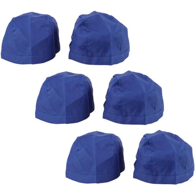 6 Pièces Chapeau de Cuisine Tête de Mort Bleu Royal Coton Respirant Confortable Réglable Calotte de Cuisine