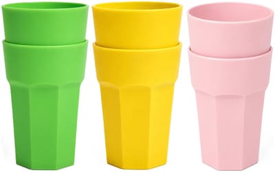 Plasticforte onbreekbare drinkglazen - 6x stuks - kunststof/plastic - mix van 3 kleuren - 520 ml - 13 cm