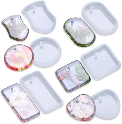 6 Pcs Silicone Moulds DIY Silicone Resin Making Moulds, Necklace Pendant DIY Earrings, Silicone Mould, Epoxy Resin for - ShopVlot