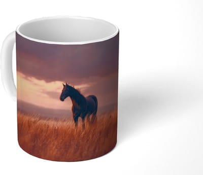 Mok - Koffiemok - Paard - Wolken - Open veld - Mokken - 350 ML - Beker - Koffiemokken - Theemok