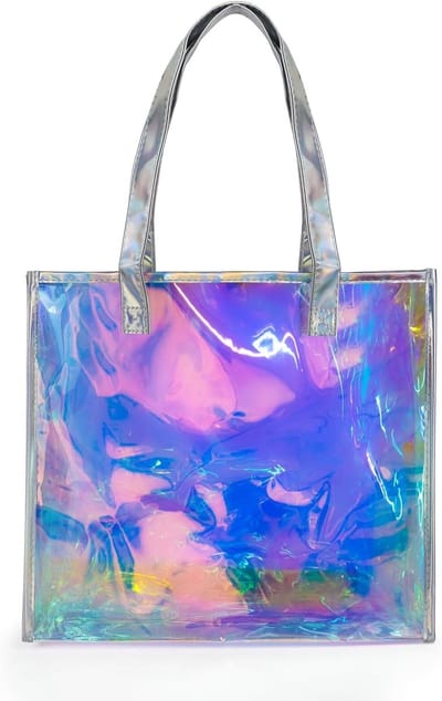 Holografische schoudertas voor dames, extra grote tote bag, transparante en waterdichte handtas voor werk en reizen