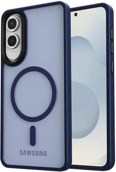 Hoesje Geschikt voor Samsung Galaxy S25 Edge - Compatibel met MagSafe / Qi2 - Matte Beschermhoes - Back Cover met Magneet - Blauw