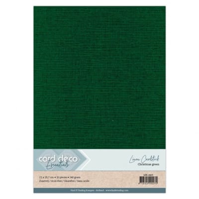 25 vel Kerstgroen A4 Linnenkarton 240 grams - 21 x 29,7 cm - Gratis verzonden