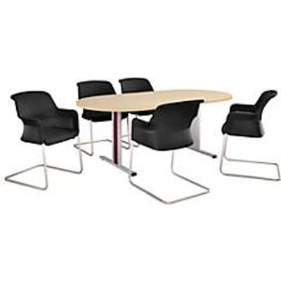 Schäfer Shop  Select Vergadertafel Planova, ovaal, 2000 x 1000 mm, esdoornpatroon, accentlijst bordeauxpaars