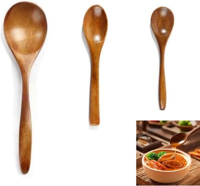 Houten lepel - eetlepels - 3-delige houten lepel set - dessertlepels - soeplepel - theelepel - handgemaakt - hout - keukengerei - keukenaccessoires
