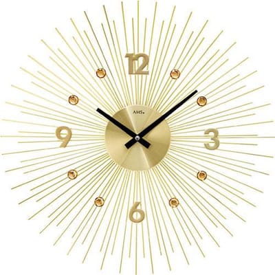 AMS W9611 - Wandklok - Quartz - Rond - Metaal - Goudkleurig - D 50 x 5 cm