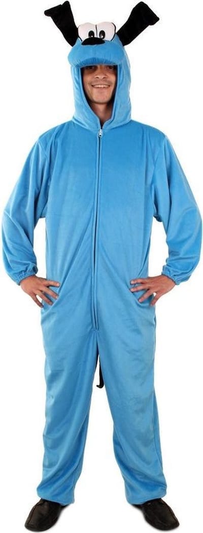 KIMU® Blauwe Hond Kostuum Foofur - Maat L-XL - Hondenpak Pak Mascotte Festival