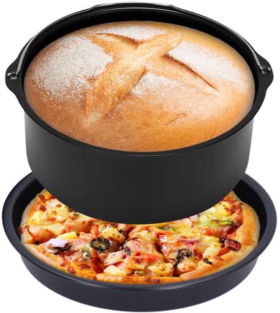 Dailygoods - Cakepan - Air Fryer Bakvorm - Koolstofstaal - 18cm - Ronde Brood Mallen - Frituuraccessoires - Geschikt voor Elektrische Friteuses