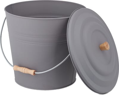 asemmer met deksel - 12 liter - staal - open haard - kolenemmer - pelletemmer