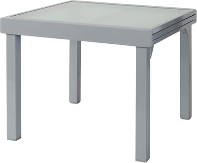 Uitschuifbare tuintafel - Eettafel buiten - Grote etentjes - Anti-vingerafdruk glas - 90-180 cm - Zilver mat