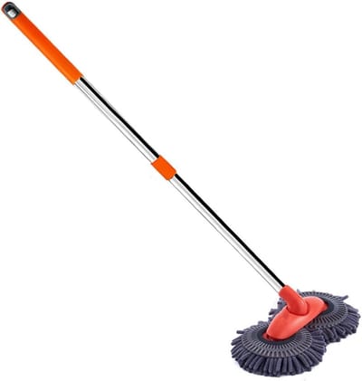 Autowasborstel Microvezel - Auto Mop - Auto Reinigen - 180 Graden Draaibaar - 115 m - Oranje