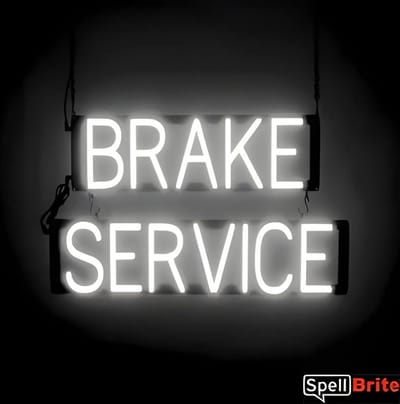 BRAKE SERVICE - Lichtreclame Neon LED bord verlicht | SpellBrite | 63 x 38 cm | 6 Dimstanden - 8 Lichtanimaties | Reclamebord neon verlichting