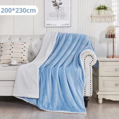 Bovista Deken - Pluche - Wollen - Dekentje - Fleece - Plaid - Knuffeldeken - Bank Deken - 2 Persoons Extra Groot - Blauw
