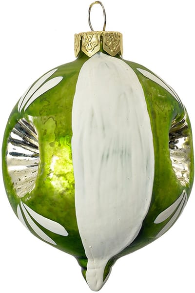 Clayre & Eef Kerstbal Overig Ø 5x7 cm Groen Wit Glas Kerstballen