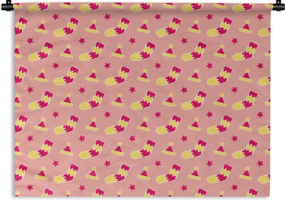Wandkleed - Wanddoek - Sokken - Patronen - Kerst - 120x90 cm - Wandtapijt