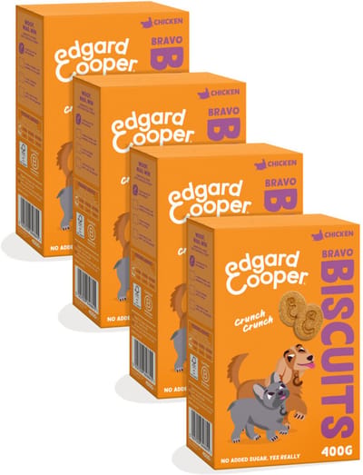 Edgard & Cooper 4x Hondensnacks (Kip, 400g x 4), Bravo Koekjes, Hondenkoekjes, Kruidige Voeding, Fruit, Groenten en Kruiden, Echte Ingrediënten voor Honden