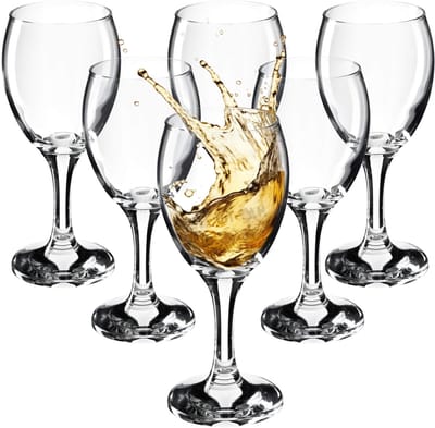KADAX Wijnglazen, vaatwasmachinebestendige wijnkelk, hoogwaardige en elegante glazen voor rode en witte wijn, wijnglas met lange stijl, kelkglazen voor het serveren (6 x 245 ml, voor witte wijn)