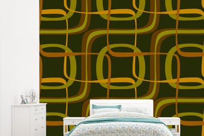 Behang - Fotobehang Jaren 70 - Retro - Groen - Breedte 315 cm x hoogte 260 cm