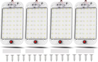 Autodaklampen voor binnenruimtes, 12-85 V, 48 leds, zeer helder, met onafhankelijke schakelaar, leeslamp voor auto, camper, bestelwagen, caravan, 4 stuks