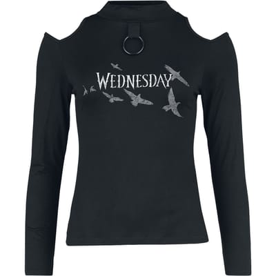 Wednesday - Gothic Shirt met lange mouwen - Little Tormenta - L tot XL - voor Vrouwen - zwart