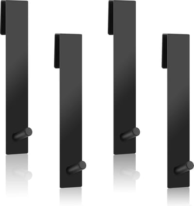 Ultiluxe® 4 stuks douchewand haken - Zwart - Met rubber bescherming - 14 cm - Ophanghaken roestvrij staal - Handdoekhouder zonder boren - Badkamer wandhaken - Industriële douchehaken - Kapstok, kledinghaken, garderobehaken