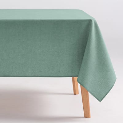 GAMUSI - GAMUSI INDIRA Tafelkleed - Vlekbestendig - Effen Design - 70% Katoen / 30% Polyester- 140 x 100 cm - Zeewater - Tafellaken met Vlekwerende Coating - Landelijke Stijl