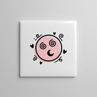 Schattige Smiley Decoratieve Tegel 15×15 cm – Speelse Minimalistische Wandtegel voor Kinderkamer, Slaapkamer & Cadeau Decor