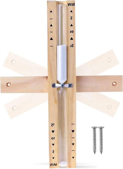 Sauna Timer met Rotatie - Houten Wandklok voor 15 Minuten Sauna - Inclusief RVS Schroeven en Accessoires