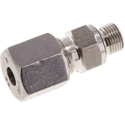 G 1/8'' Buitendraad x 6S RVS Rechte Snijring Koppeling met FKM Afdichting 630 Bar DIN 2353 - FL2S-MC-STFP-018G-06-S